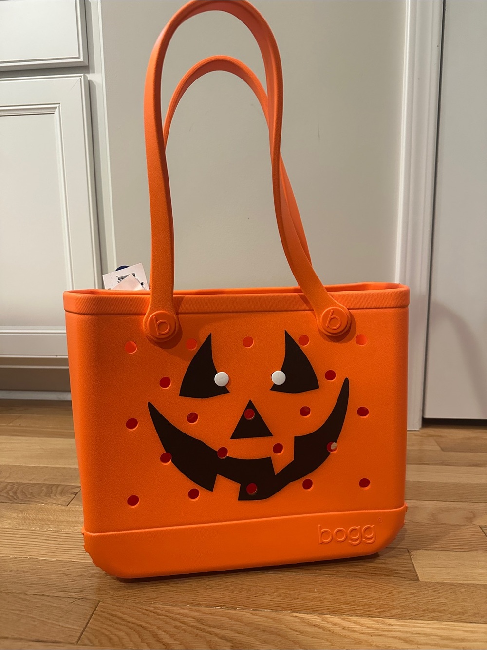 NWT medium bogg bag Halloween Orange Jack-O'-Lantern Tote Bag - Picture 5 of 8